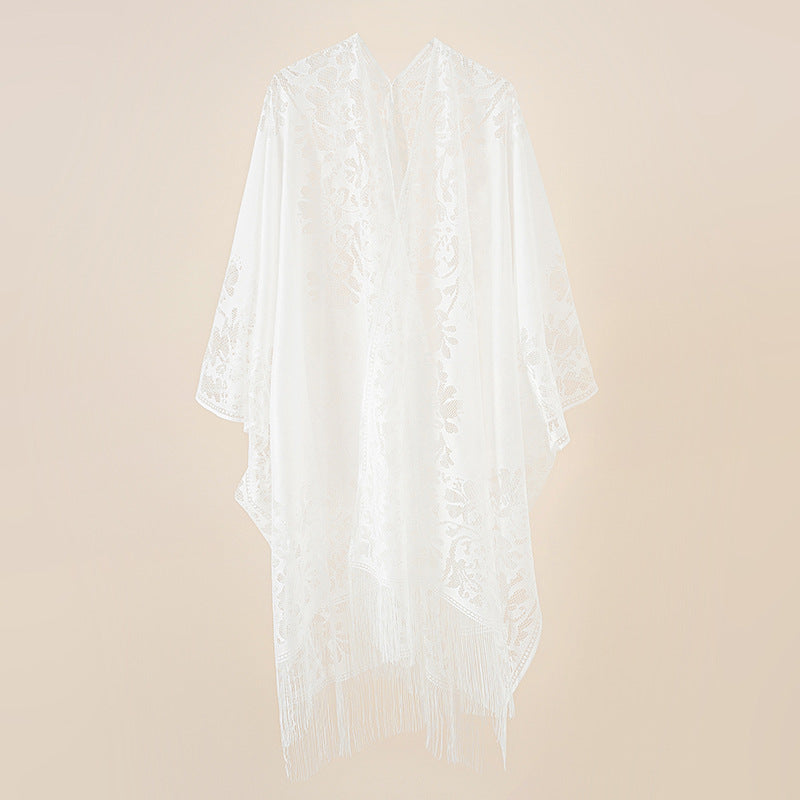 Lace Large Shawl Leaky Lace Cardigan Sun Protection Clothing Beach Cover Up Sun Protection Shawl Bella Mia